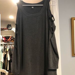 Gray cold shoulder cut out shirt size large